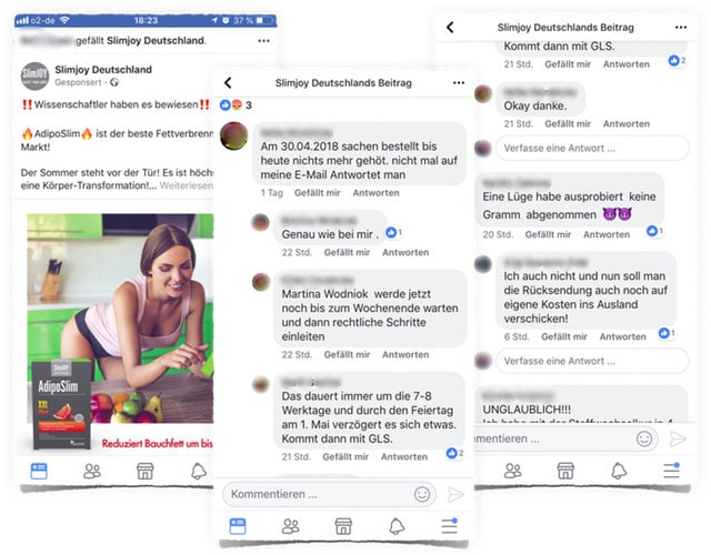 ACHTUNG ᐅ Slimjoy Erfahrungen und Bewertungen aufgedeckt! slimjoy erfahrungen bewertungen testberichte negativ unzufiredene Kunden auf Facebook